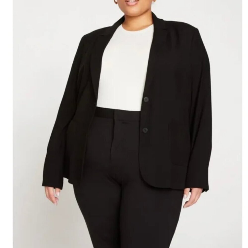 Universal Standard Megan Blazer Collared Long Sleeve Button Down Black Size 10